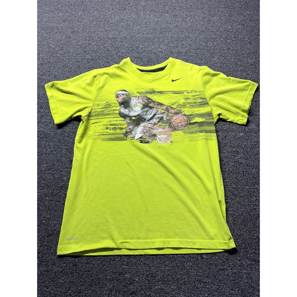 Nike Boys Dri-FIT LeBron James Graphic T-Shirt Neon Lime Green Size Large